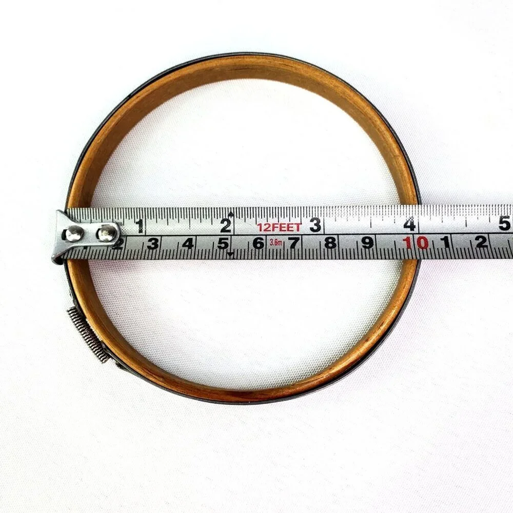 Vintage Wooden & Metal Spring Hold Tight Tension Embroidery Hoop 4